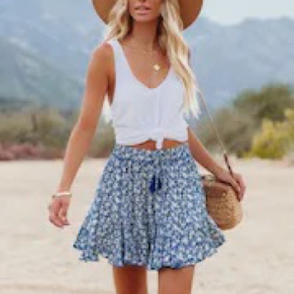 Vici Floral Ruffle Mini Skirt
